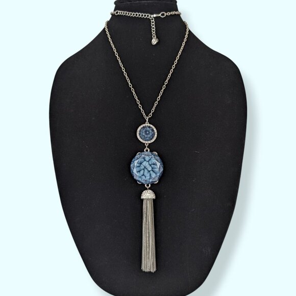 Vera Wang Blue Stone & Tassel Necklace - Picture 1 of 6